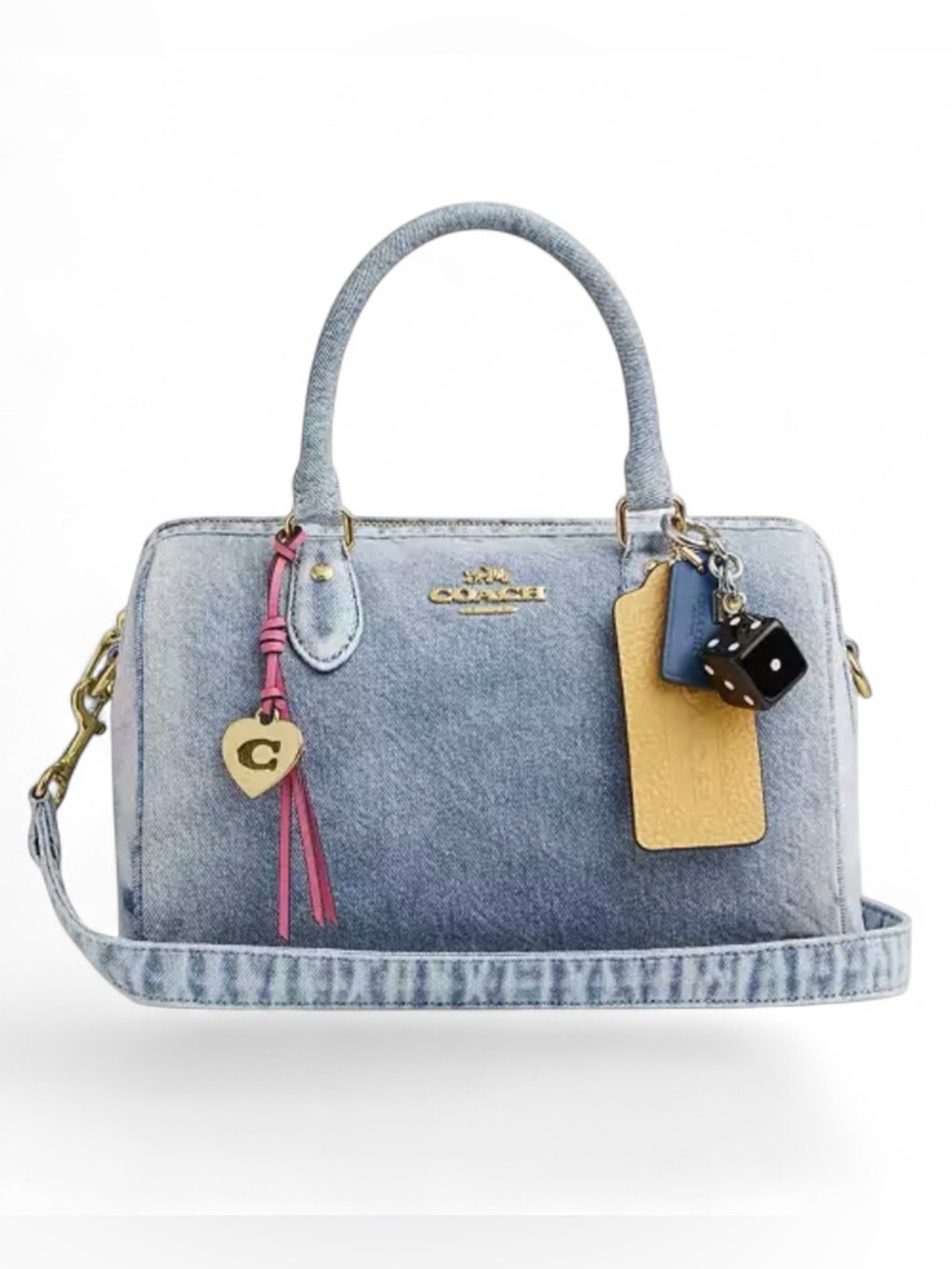 ❌SOLD❌ New Coach Rowan Satchel Loved Denim Medium Indigo Blue